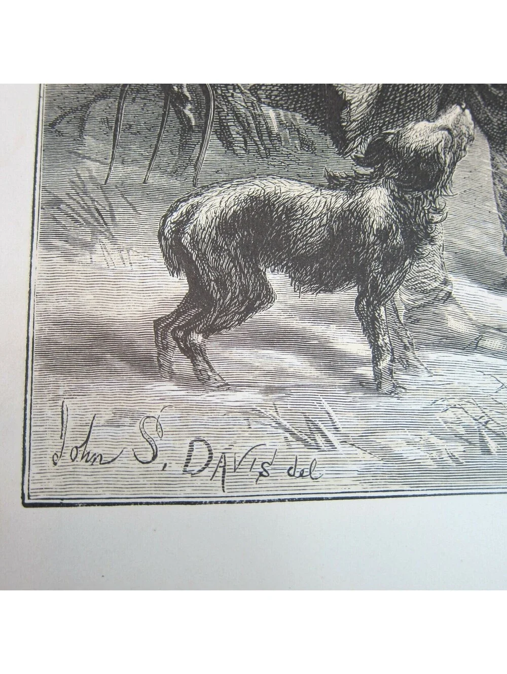 Antique 1873 Wood Engraving Print Christmas in the Fields, John S. Davis, Aldine